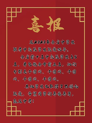 学校喜报成绩优异