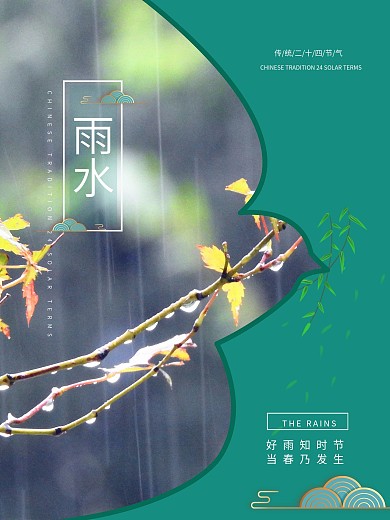 雨水二十四节气谷雨惊蛰创意节气海报