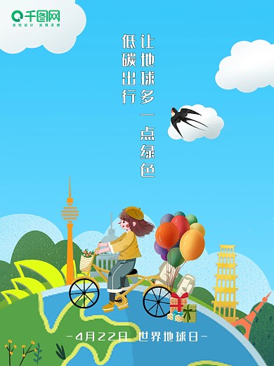 世界地球日小清新海报