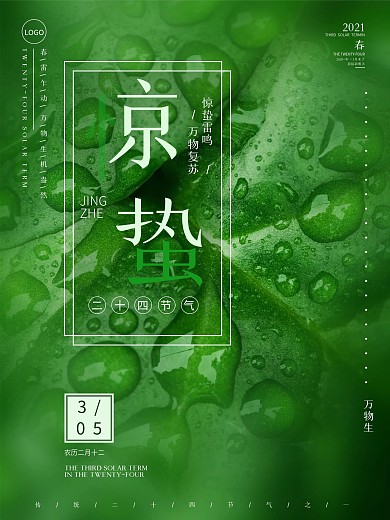 节日简约风二十四节气宣传海报惊蛰节海报