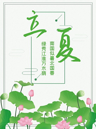 立夏荷花小清新海报