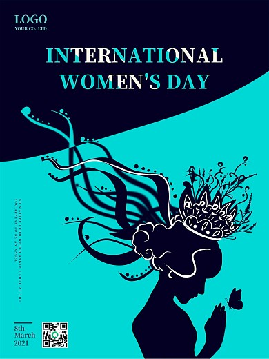 妇女节海报女神节海报38节剪影海报
