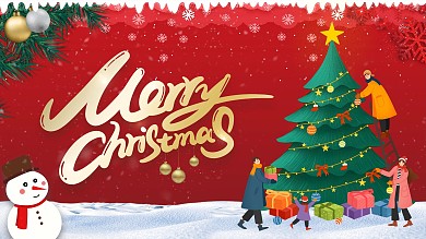 雪人圣诞节日礼物展板