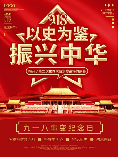 纪念九一八事变918勿忘国耻海报