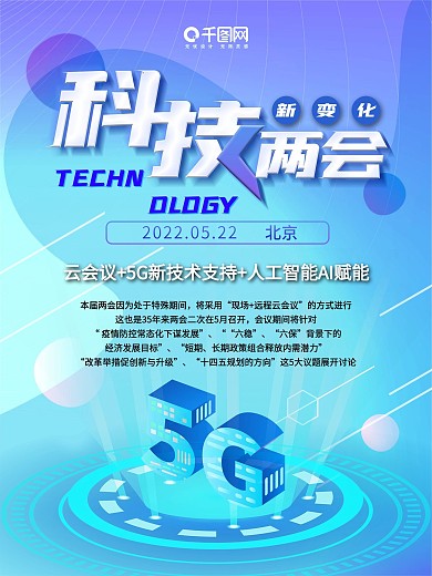 科技两会2020年两会新变化主题海报