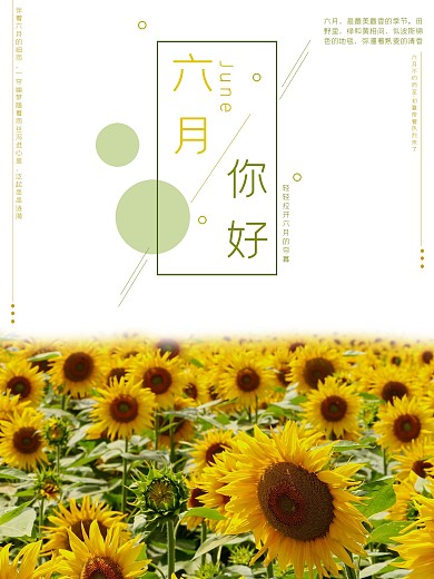 6月你好向日葵海报简约清新