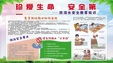 珍爱生命预防溺水校园安全展板