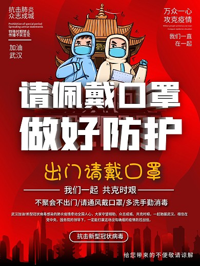 佩戴口罩抗击疫情口罩疫情