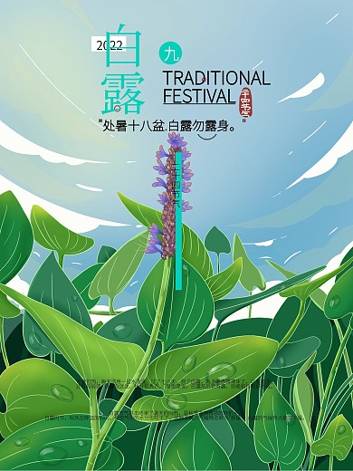 二十四节气白露插画海报