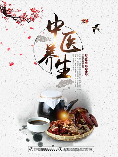 中国水墨风中医养生宣传海报设计