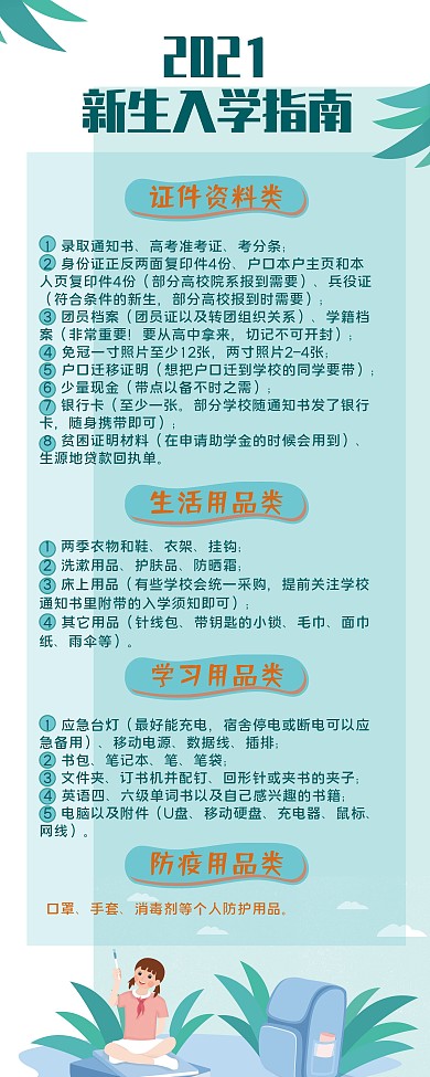 大一新生入学必备物品指南展架