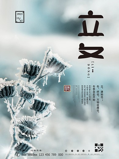冬季立冬节气简约字体系列海报