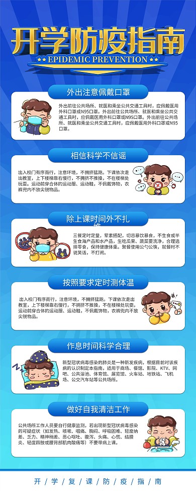 简约风开学复课防疫指南展架易拉宝