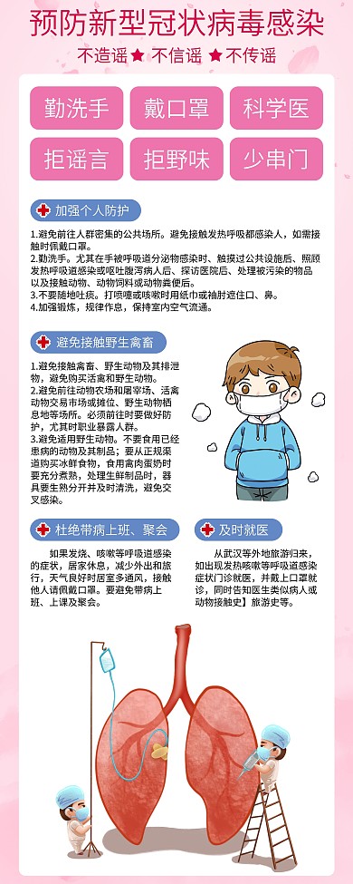 卡通防范冠状病毒疫情防护展架易拉宝