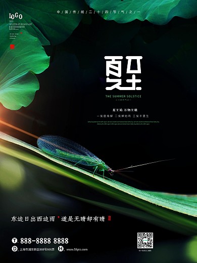 原创简约夏至节气摄影图海报