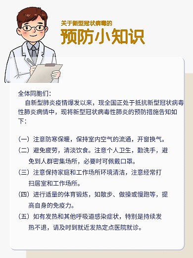 个人预防新型冠状病毒展板
