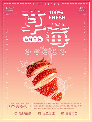 生鲜草莓促销海报