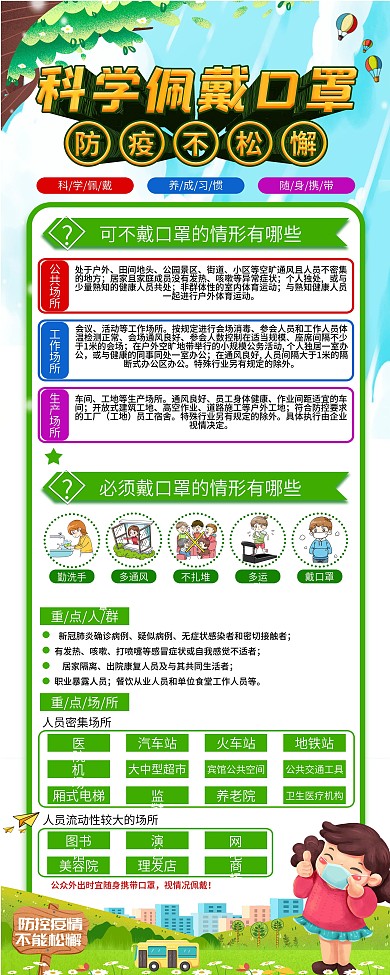 科学戴口罩防控疫情指南内容展架