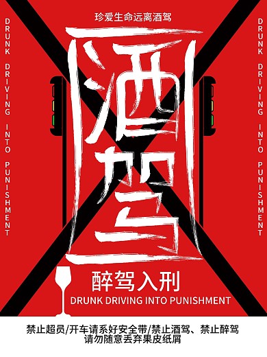 禁止酒驾、醉驾入刑公益海报