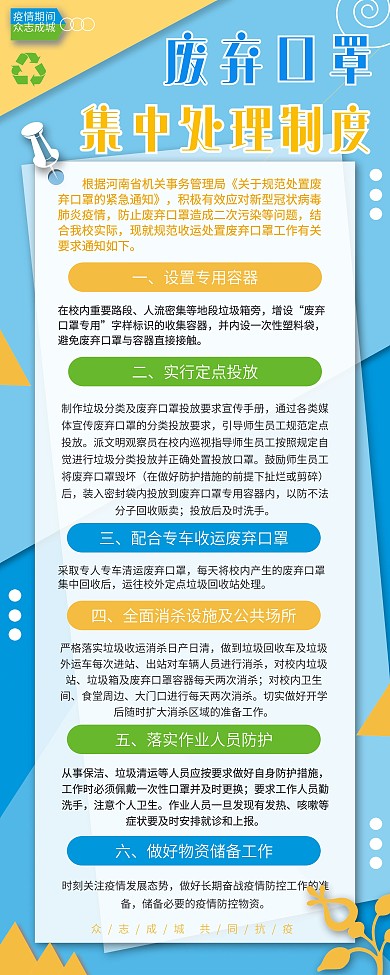 废弃口罩集中处理制度展架