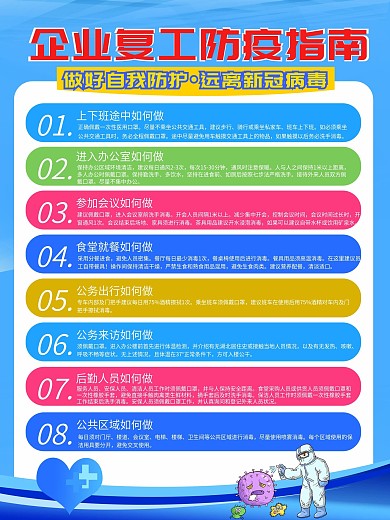 企业复工防疫指南企业复工防护海报