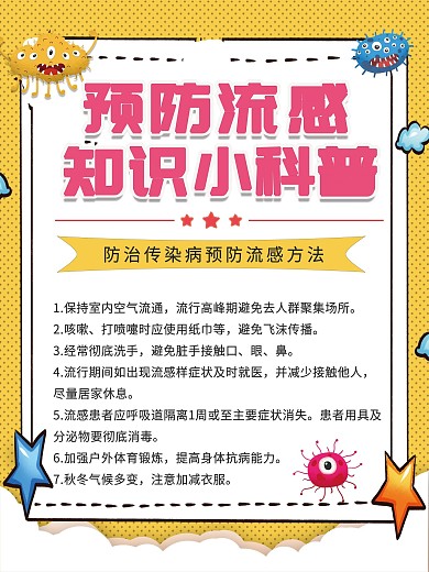 防治传染病预防流感内容海报