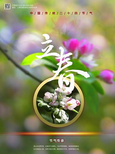 春季立春绿色生机二十四节气海报活动图
