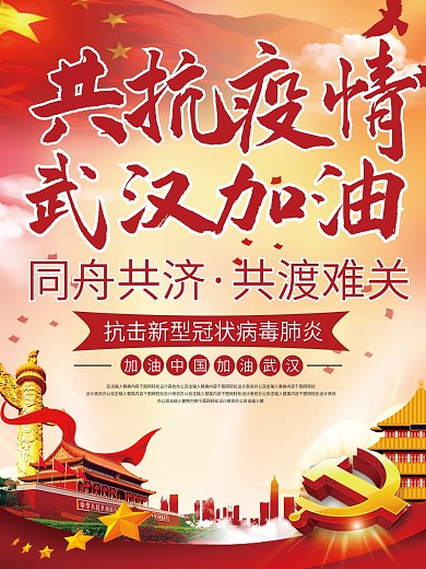 共抗疫情武汉加油海报