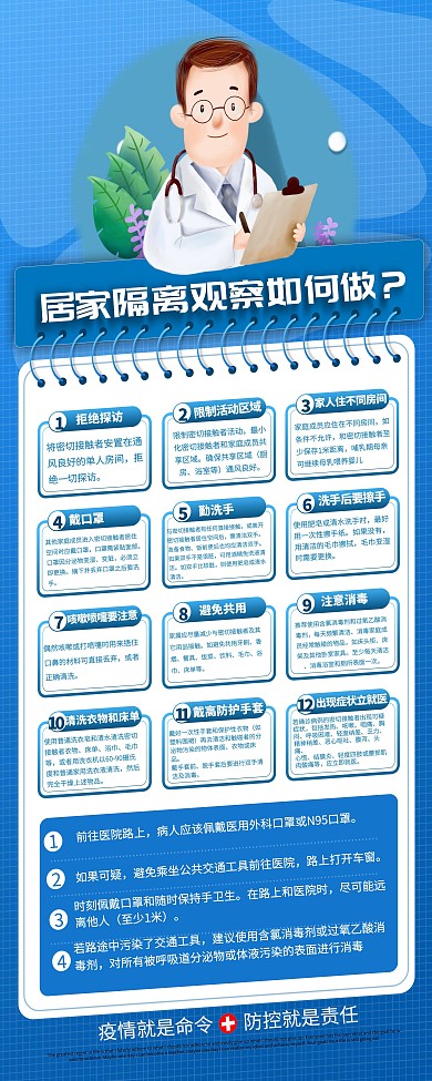 疫情居家医学隔离指南内容X展架