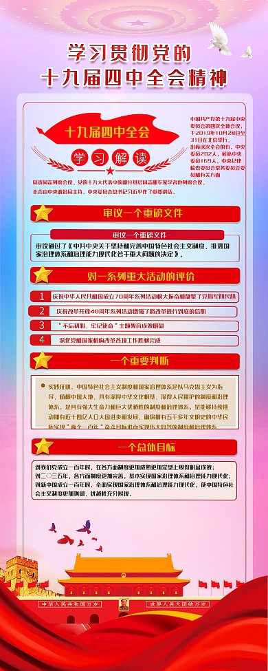 学习贯彻十九届四中全会精神党建内容型展架