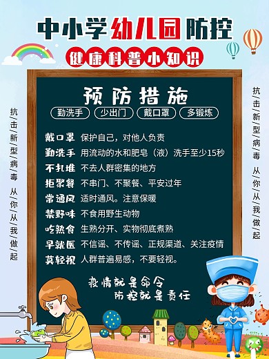 中小学幼儿园防疫科普内容海报