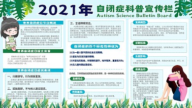 世界自闭症日孤独症卡通手绘科普展板