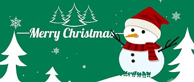 绿色卡通小雪人圣诞节公众号首图