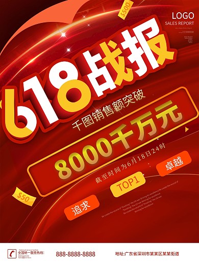 618销售战报喜报海报
