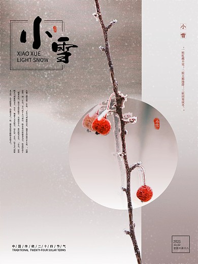 简约摄影图小雪节气海报