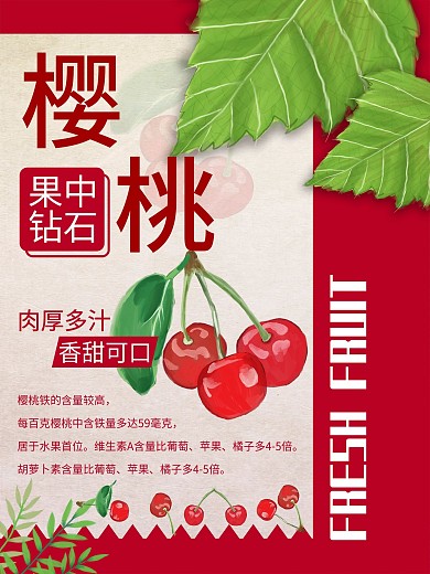 樱桃水果促销海报