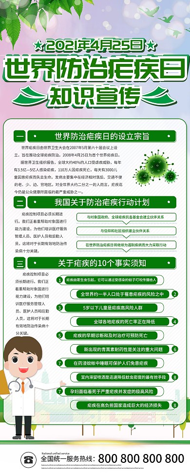 4月25日世界防治疟疾日宣传科普展架