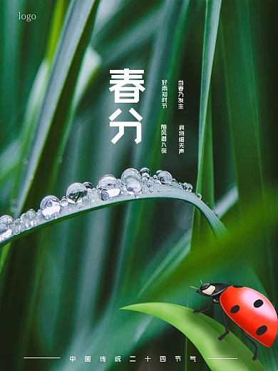 个性创意春分谷雨绿色