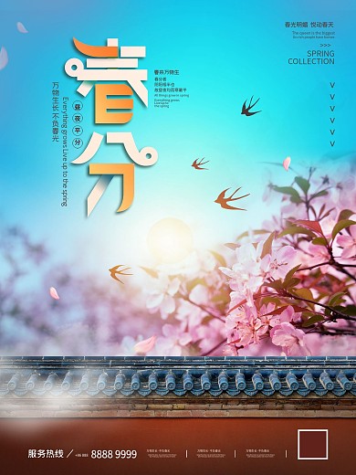 二十四节气春分摄影图海报