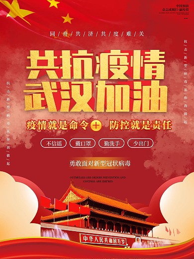 共抗疫情武汉加油主题公益宣传海报