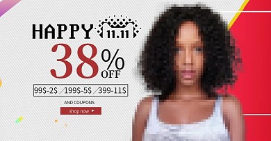 双11红色促销假发海报