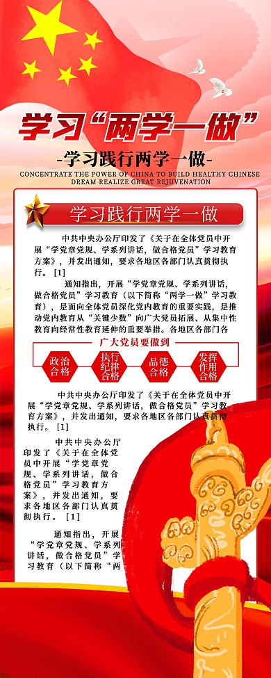 简约党建风两学一做宣传x展架易拉宝