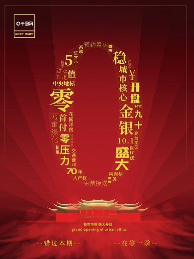 原创大气红色系列地产促销海报