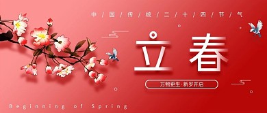 立春节气简约中国风公众号封面海报