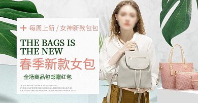 天猫欧美风女装服饰包包提包全屏海报