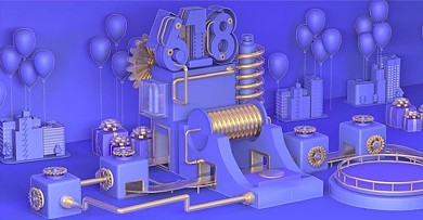 C4D浪漫紫色618促销banner