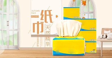 简约清新家居用品纸巾日常促销风海报