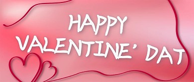 粉色丝带爱心手写节日浪漫可爱公众号情人节