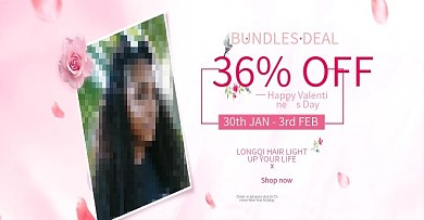 情人节粉色简约女装假发海报