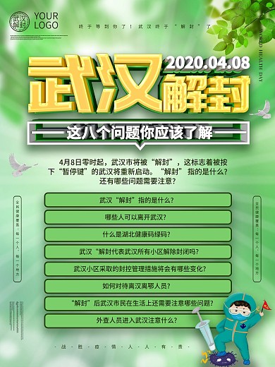 武汉解封这八个问题需要了解海报